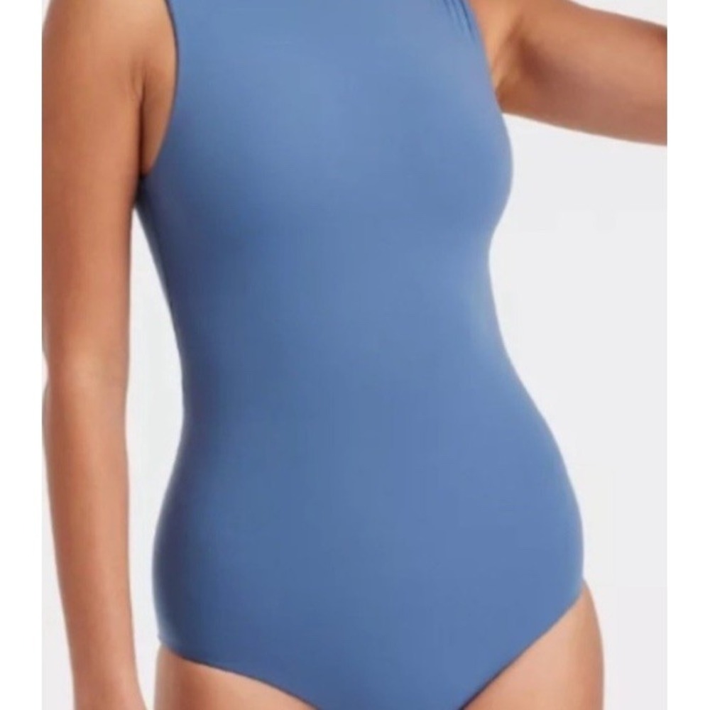 Auden Women's Luxury Collection Stretch Thong Bodysuit blue Size Large - Picture 2 of 4
